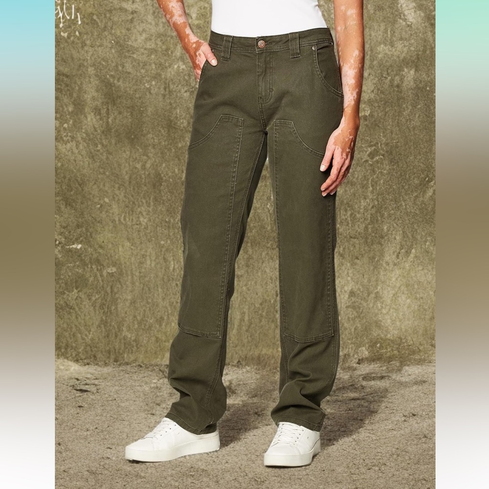 Dickies Women's Straight Stretch Double-Front Carpenter Pant - Rinsed Moss